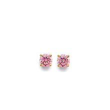Load image into Gallery viewer, 14K Yellow Gold CZ Round Flower Basket October Birth Stone Earrings