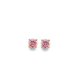14K Yellow Gold CZ Round Flower Basket October Birth Stone Earrings
