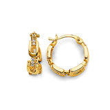 14K Yellow Gold CZ Huggies Earring