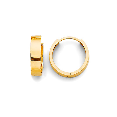 14K Yellow Gold 15mm Plain Huggies Earrings