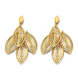 14K Yellow Gold Fancy DC Leaf Earrings