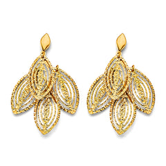 14K Yellow Gold Fancy DC Leaf Earrings
