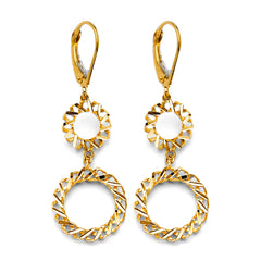 14K Yellow Gold Fancy Hanging Circle Earrings