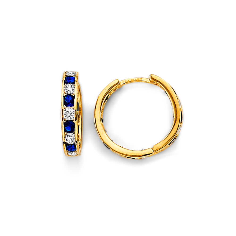 14K Yellow Gold CZ Huggies Earrings