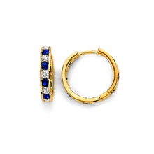 Load image into Gallery viewer, 14K Yellow Gold CZ Huggies Earrings