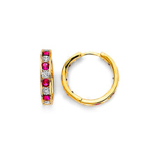Load image into Gallery viewer, 14K Yellow Gold 15mm CZ Huggies Earrings