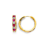 14K Yellow Gold 15mm CZ Huggies Earrings