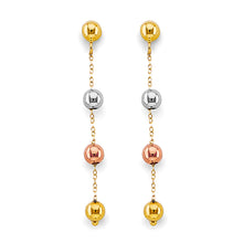 Load image into Gallery viewer, 14K Tri Color Gold Hanging Ball Earrings