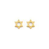 14K Yellow Gold Star Of David Push Back Earrings