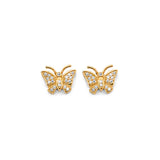 14K Yellow Gold CZ Butterfly Push Back Earrings