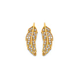 14K Yellow Gold CZ Feather Push Back Earrings