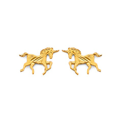14K Yellow Gold Horse Push Back Earrings