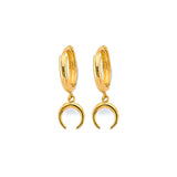 14K Yellow Gold Crescent Moon Huggies Earrings