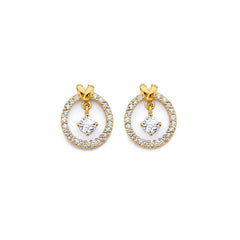 14K Yellow Gold CZ Hanging Push Back Earrings