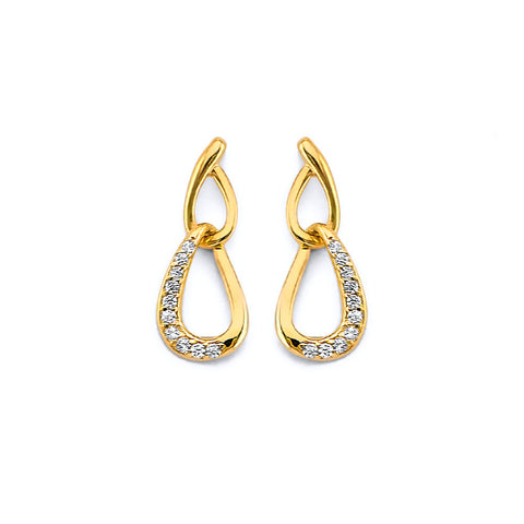 14K Yellow Gold CZ Push Back Earrings