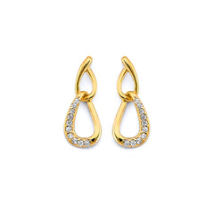14K Yellow Gold CZ Push Back Earrings