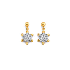14K Yellow Gold CZ Hanging Star Push Back Earrings