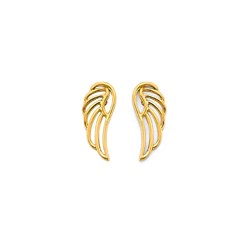 14K Yellow Gold Wing Push Back Earrings