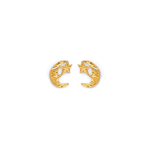 Load image into Gallery viewer, 14K Yellow Gold Moon And Star Push Back Earrings