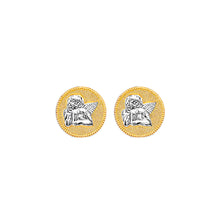 Load image into Gallery viewer, 14K Two Tone Gold Angel Push Back Earrings