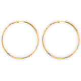 14K Tri Color Gold 45mm DC Heart Hoop Earrings
