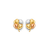 14K Tri Color Gold Clover Push Back Earrings