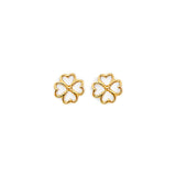 14K Yellow Gold Clover Push Back Earrings