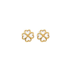 14K Yellow Gold Clover Push Back Earrings