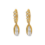 14K Two Tone Gold CZ Guadalupe Huggies Earrings