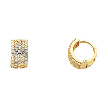 Load image into Gallery viewer, 14K Yellow Gold Round CZ Huggies Earrings