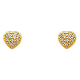 14K Yellow Gold CZ Heart Earrings