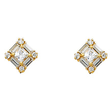 Load image into Gallery viewer, 14K Yellow Gold Diamond CZ Earrings