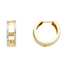 Load image into Gallery viewer, 14K Two Tone Gold DC Polished Huggies Earrings