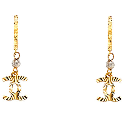 14K Yellow Gold DC Fancy Hanging Earrings