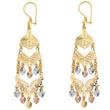 Load image into Gallery viewer, 14K Tri Color Gold 18mm DC Chandelier Hanging Earrings