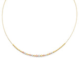 14K Tri Color Gold Round String Necklace With Square And Round Ball