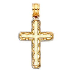 14K Two Tone Gold Design Cross Pendant