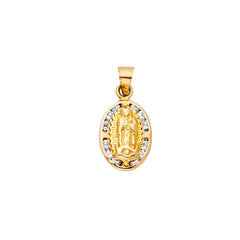 14K Yellow Gold Oval CZ Our Lady Of Guadalupe Pendant