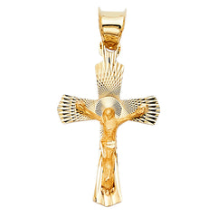 14K Yellow Gold Crucufix Stamp Pendant