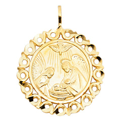 14K Yellow Gold Round Baptism Pendant