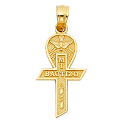 14K Yellow Gold 6mm Baptism Cross Pendant