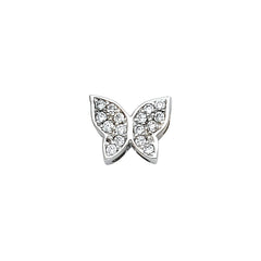 14K White Gold CZ Butterfly Pendant