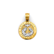 Load image into Gallery viewer, 14K Two Tone Gold Round Holy Famiy Pendant