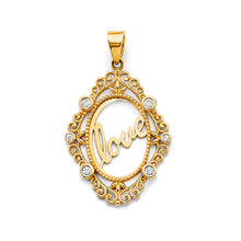 Load image into Gallery viewer, 14K Yellow Gold CZ Love Pendant