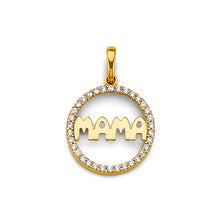 Load image into Gallery viewer, 14K Yellow Gold CZ Round Mama Pendant