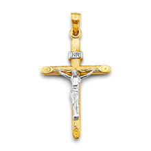 Load image into Gallery viewer, 14K Two Tone Gold 20mm Crucufix Cross Pendant