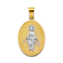 Load image into Gallery viewer, 14K Two Tone Gold Virgin Mary Medal Pendant