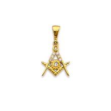 Load image into Gallery viewer, 14K Yellow Gold CZ Masonic Symbol Pendant