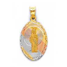 Load image into Gallery viewer, 14K Tri Color Gold Stamp St. Jude Thaddeus 13mm Pendant