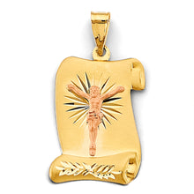 Load image into Gallery viewer, 14K Two Tone Gold Stamp Jesus Christ Pendant